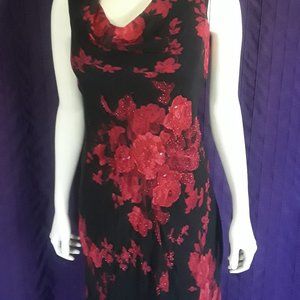 Black & Red Floral Sheer Dress